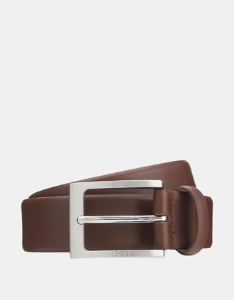 HUGO BOSS Mens Barnabie Nappa Leather Belt with Pin Buckle - Brown - Size: 32 inch