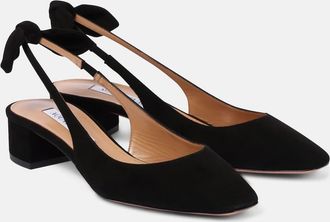 Aquazzura Very Bow 35 suede slingback pumps