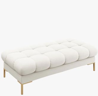 BLOOMINGLOFT Grosser Design Hocker / Sitzbank Mamaia Strukturstoff - Beine Gold