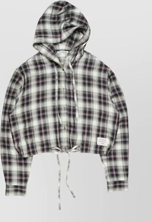 Acne Studios hooded nylon silk jacket checked pattern