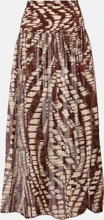 Poupette St Barth Gonna midi Carla in cotone con stampa