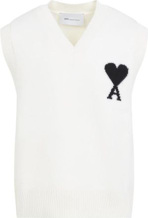 Ami Off White Sleeveless Sweater