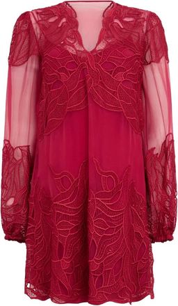 Alberta Ferretti Korte jurk met uitlopende rok - Dames - Korte kleedjes - Rood - S - Polyester - Kleedjes