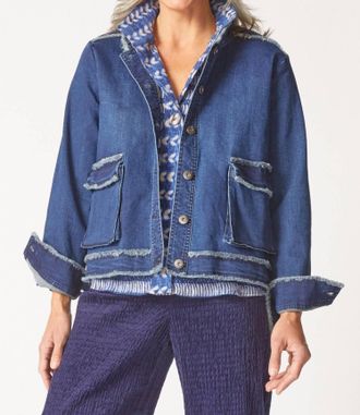 Habitat Stretch Canvas Fringe Jacket In Dark Denim