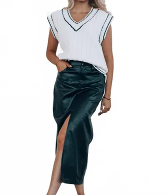 Mustard Seed Times Square Leather Midi Skirt In Green