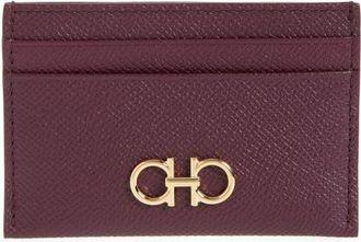 Ferragamo Double Gancio Leather Card Holder in Plum at Nordstrom