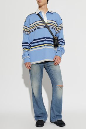 Amiri Long-sleeve Polo, Mens, Blue