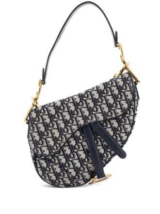 Dior Saddle Handbag with Strap Oblique Canvas Medium shoulder bag - Blu