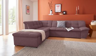 Domo Collection Ecksofa »Lagoa, moderne Sitzheftung, bequem und komfortabel, L-Form« wahlweise mit Bettfunktion, frei im Raum stellbar, grosse Farbvielfalt
