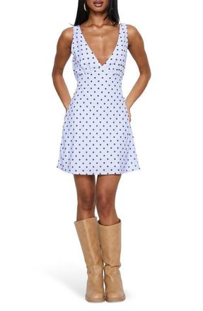 Princess Polly Nellie Polka Dot Sleeveless Minidress in Blue/Brown Polka Dot at Nordstrom, Size 10