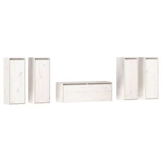 Berkfield Home TV Cabinets 5 pcs White Solid Wood Pine