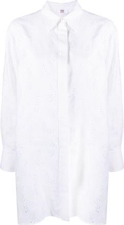 Chlo&eacute; x Eres Patricia broderie-anglaise shirtdress - women - Linen/Flax/Polyester/Mother of Pearl - 40 - White