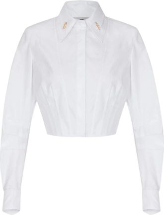 Elisabetta Franchi Camisa Oxford con Estructura de Cors&eacute; - Blouses & Shirts - Mujer - Blanco - S