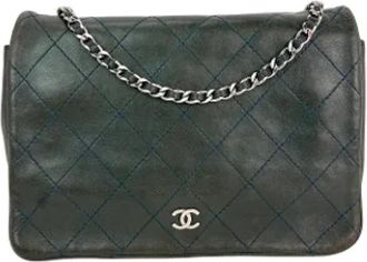 Chanel Pre-owned Leather chanel-bags - Dames - Vintage Schoudertas - Groen - ONE Size - Leer - Vintage