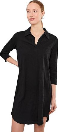 Mod-o-doc 3/4 Sleeve Johnny Collar Dress Womens Dress Black : LG (US 12-14), Cotton