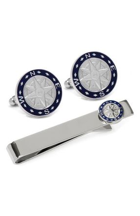 Cufflinks Inc. Compass Cuff Links & Tie Bar Gift Set in Blue at Nordstrom