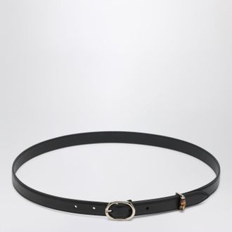Gucci Thin black belt with oval buckle