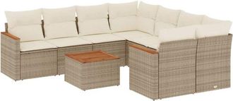 vidaXL Set De Sof&aacute;s De Jard&iacute;n 9 Pzas Con Cojines Rat&aacute;n Sint&eacute;tico Beige Vidaxl