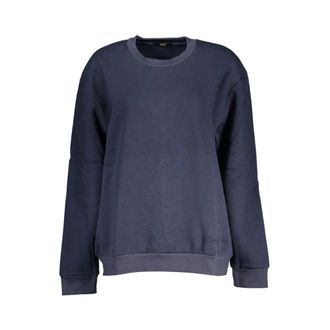 Cavalli Blauw geborduurd fleece sweatshirt - Dames - Sweatshirts - Blauw - M - Katoen - Hoodies & sweatvesten