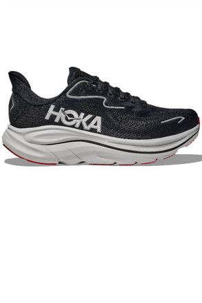 Hoka One One Mens Clifton 10 Running Shoe - Wide In Black / Silver