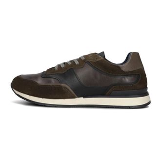 Clay Bruin Leren Sneakers met Groen Su&egrave;de - Heren - Schoenen - Bruin - Maat: 40 EU Su&egrave;de