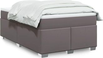 vidaXL Vidaxl - Cama Box Spring Con Colch&oacute;n Cuero Sint&eacute;tico Gris 120x190 Cm