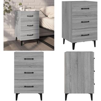 vidaXL Comodino Grigio Sonoma 40x40x66 cm in Legno Multistrato - Comodino grigio - Comodino con cassetti