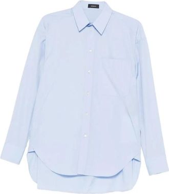 Wardrobe.NYC Nieuw Oversized Overhemd - Dames - Overhemden - Blauw - 2XS - Overhemden