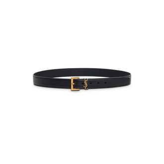 Saint Laurent Cassandre Belt - female - Saint Laurent - Belts - Black - 75 CM - Accessories