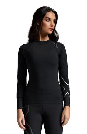 2XU Womens Ignition Compression Long Sleeve in Black/silver at Nordstrom, Size X-Large
