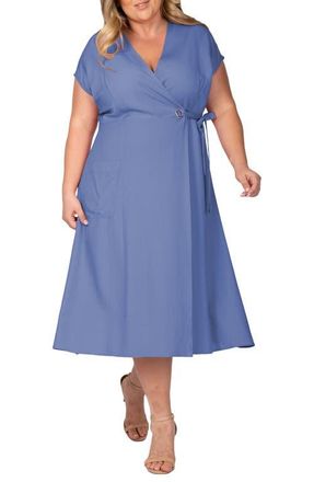 Standards & Practices Midi Wrap Dress in Indigo at Nordstrom, Size 1X