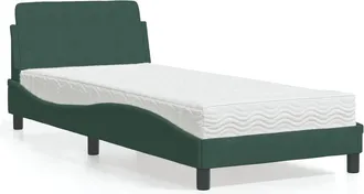 vidaXL Cama Con Colch&oacute;n Terciopelo Verde Oscuro 90x200 Cm Vidaxl