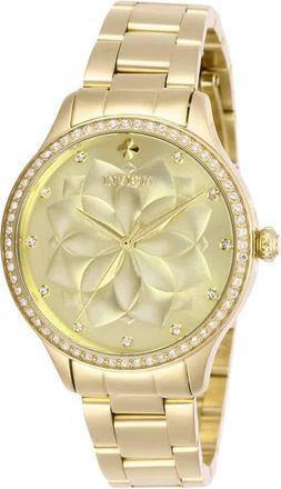 Invicta Wildflower Quartz Crystal Gold Dial Ladies Watch 28056