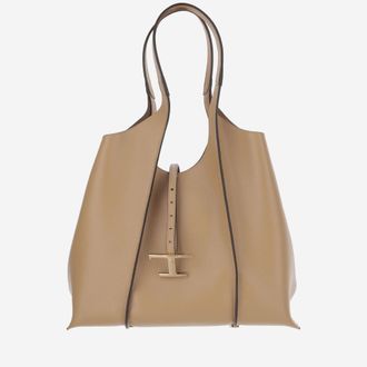 Tod's Beige T Timeless Medium Tote