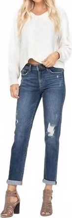 Judy Blue Destroyed Mid Rise Skinny Fit Jeans In Blue