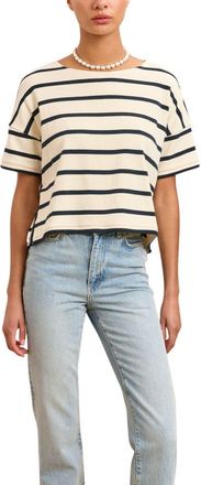 La Ligne Short Sleeve Breton Tee in Ecru/navy at Nordstrom, Size X-Small
