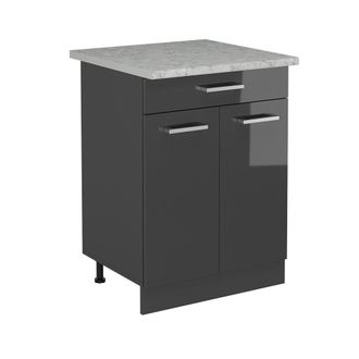 Vicco Mueble Bajo De Cocina R-line, Antracita Alto Brillo, 60 Cm Et M&aacute;rmol