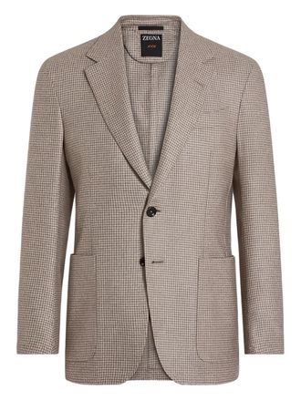 Ermenegildo Zegna houndstooth pocketed blazer - Neutrals