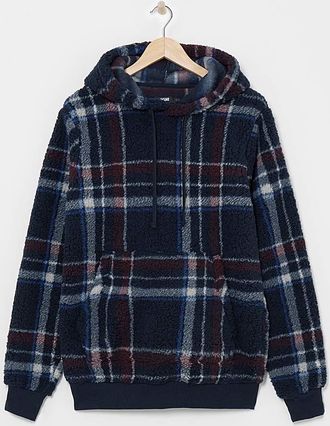 Jacamo Borg Check Fleece Lounge Hoodie