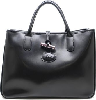 Longchamp Black Leather Tote Bag (Pre-Owned)