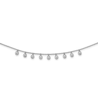 Diamond2Deal Sterling Silver 48 Stone 11 Star Stations Cubic Zirconia Necklace 18