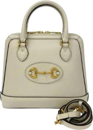 Gucci Pre-owned Handbags, female, White, Size: ONE SIZE Pre-owned Horsebit 1955 Leather 2way Bag