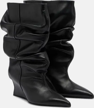 Balmain Leather wedge boots