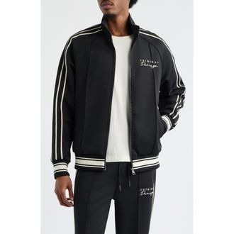 Criminal Damage Dragon Embroidered Track Jacket in Black/Ecru at Nordstrom, Size Xx-Large