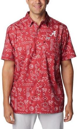Columbia Mens Columbia Crimson Alabama Crimson Tide Super Slack Tide Omni-Wick Button-Up Shirt at Nordstrom, Size Xx-Large