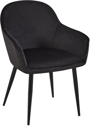 Clp Silla de comedor con reposabrazos en terciopelo negro