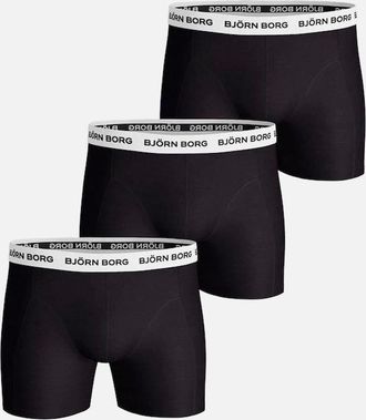 Bj&ouml;rn Borg Mens Bjorn Borg 3-Pack Cotton Stretch Boxer Briefs, Black/White - Black/Black/Black - Size: 32/34/35