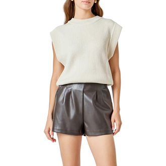 endless rose Cap Sleeve Rib Sweater in Cream at Nordstrom Rack, Size Large