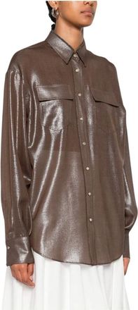 Brunello Cucinelli Overhemden, Dames, Bruin, S, Bruine Herenoverhemd