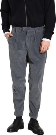 Mason's Broeken, Heren, Grijs, XS, Katoen, Donkergrijze Corduroy Wortel Fit Broek